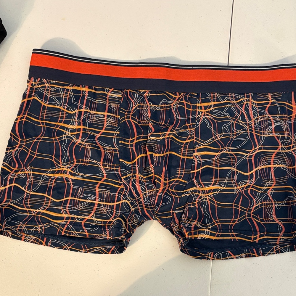 Vibrant Patterned Boxer Briefs - Navy and Orange